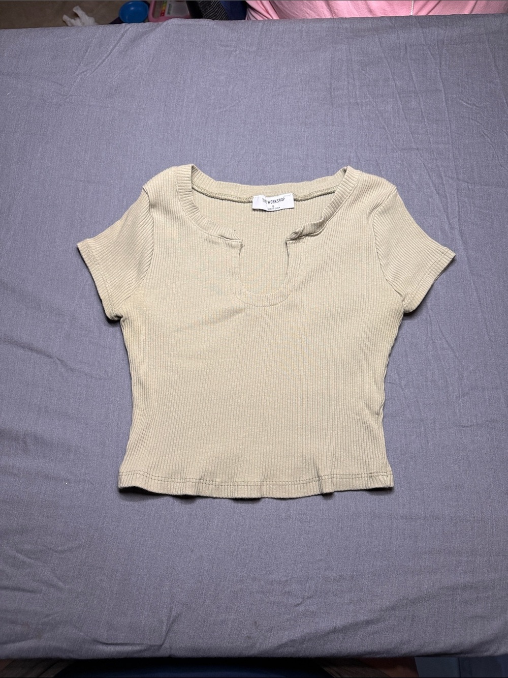 Workshop olive green Ribbed Scoop-Neck Crop Top